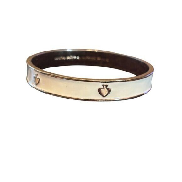 Kate Spade New York Six Of Spades Cream & Gold Bangle Bracelet - Picture 2 of 8